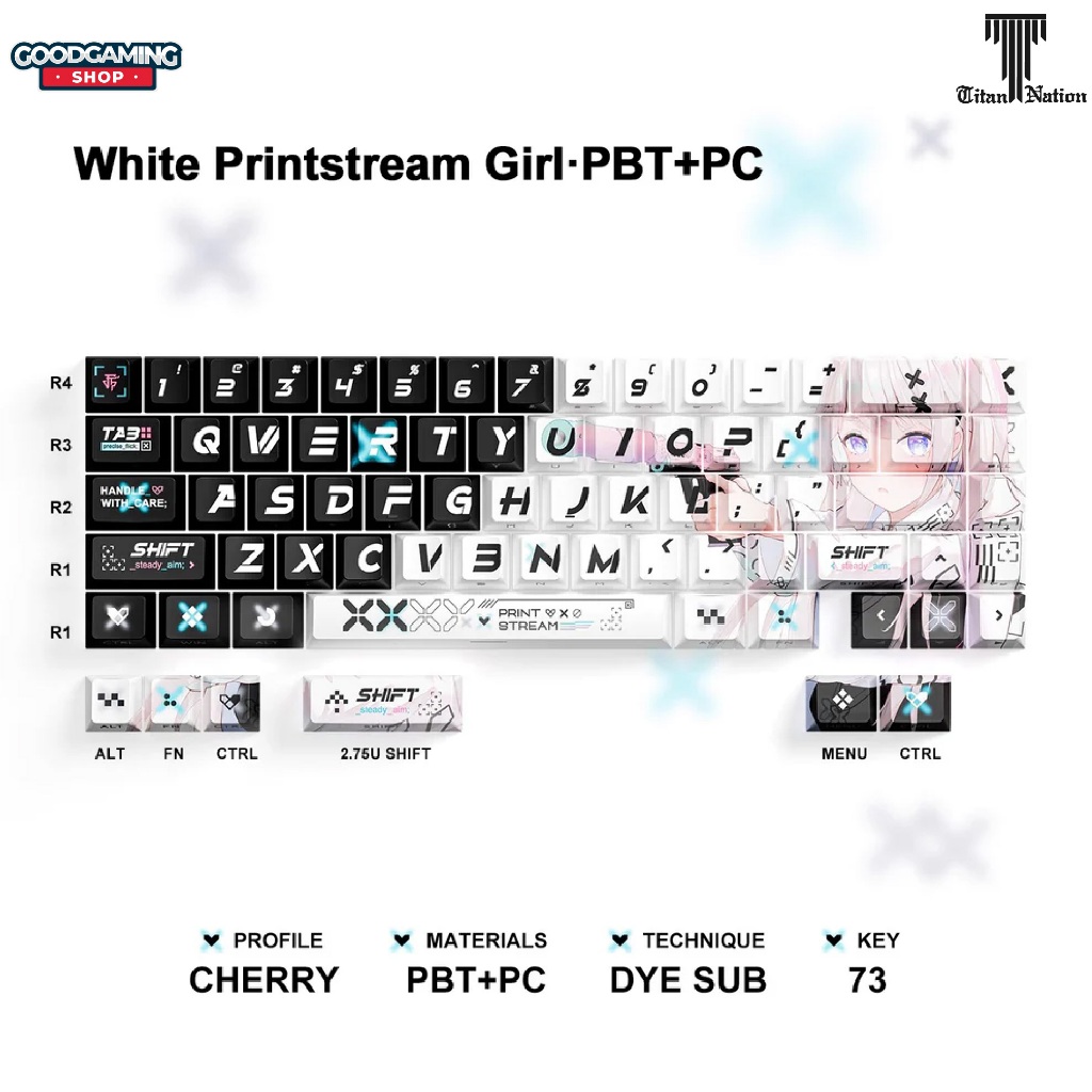 Jual TITAN NATION Printstream Girl PBT+PC Cherry Profile DYE SUB 73 ...