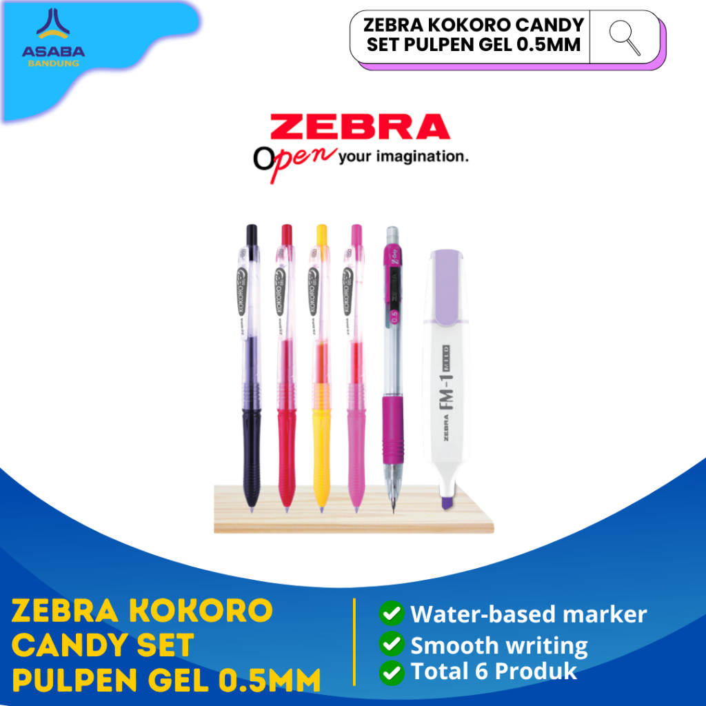 Jual Asaba Bandung - ZEBRA Kokoro Candy Set Pulpen Gel 0.5mm Gel Pen