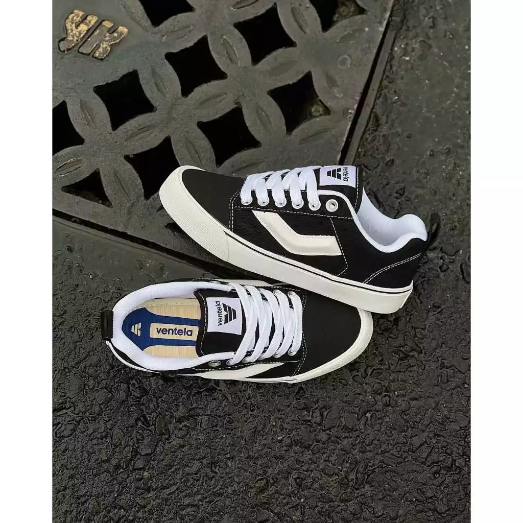 Terlaris!!Ventela Fatboy Black White Sepatu Sekolah Sneakers pria wanita UNISEX