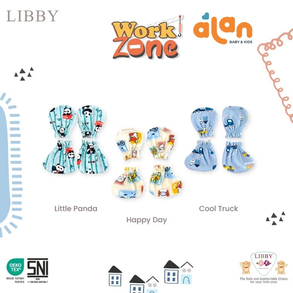 Jual Libby Sarung Tangan Kaki Print Work Zone Series 6pcs | Shopee ...