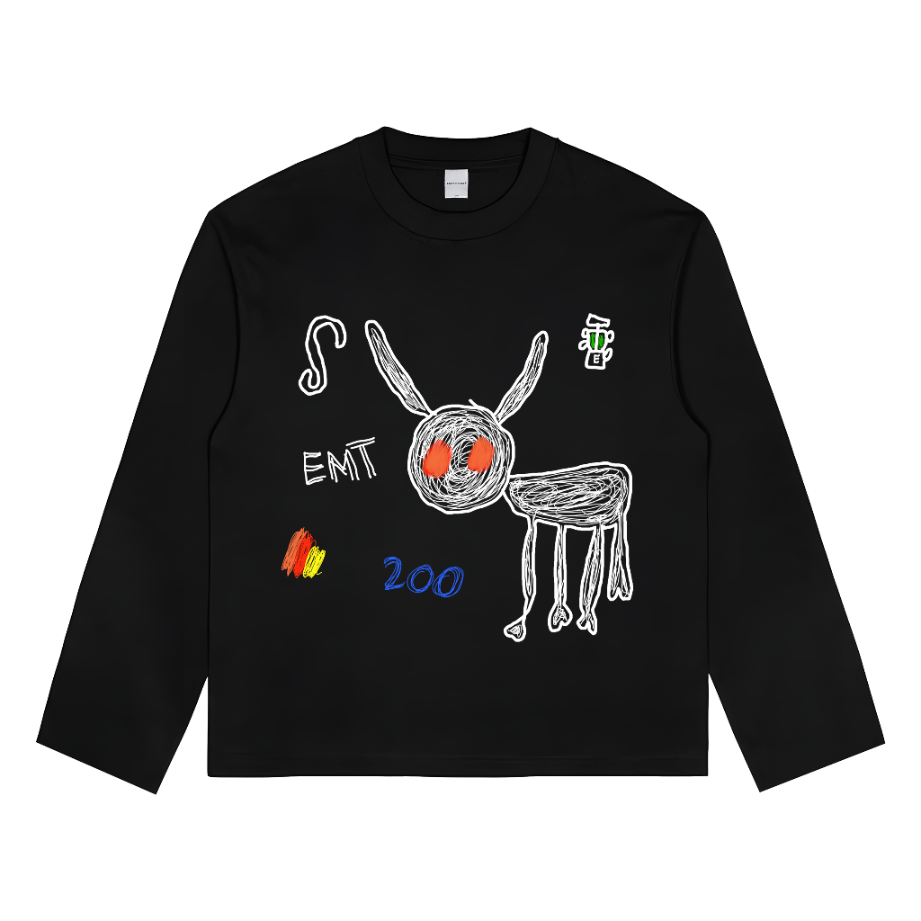 Jual EMPTYTHREE Longslevee Boxy Lengan Panjang Hitam SHEEP | Shopee ...