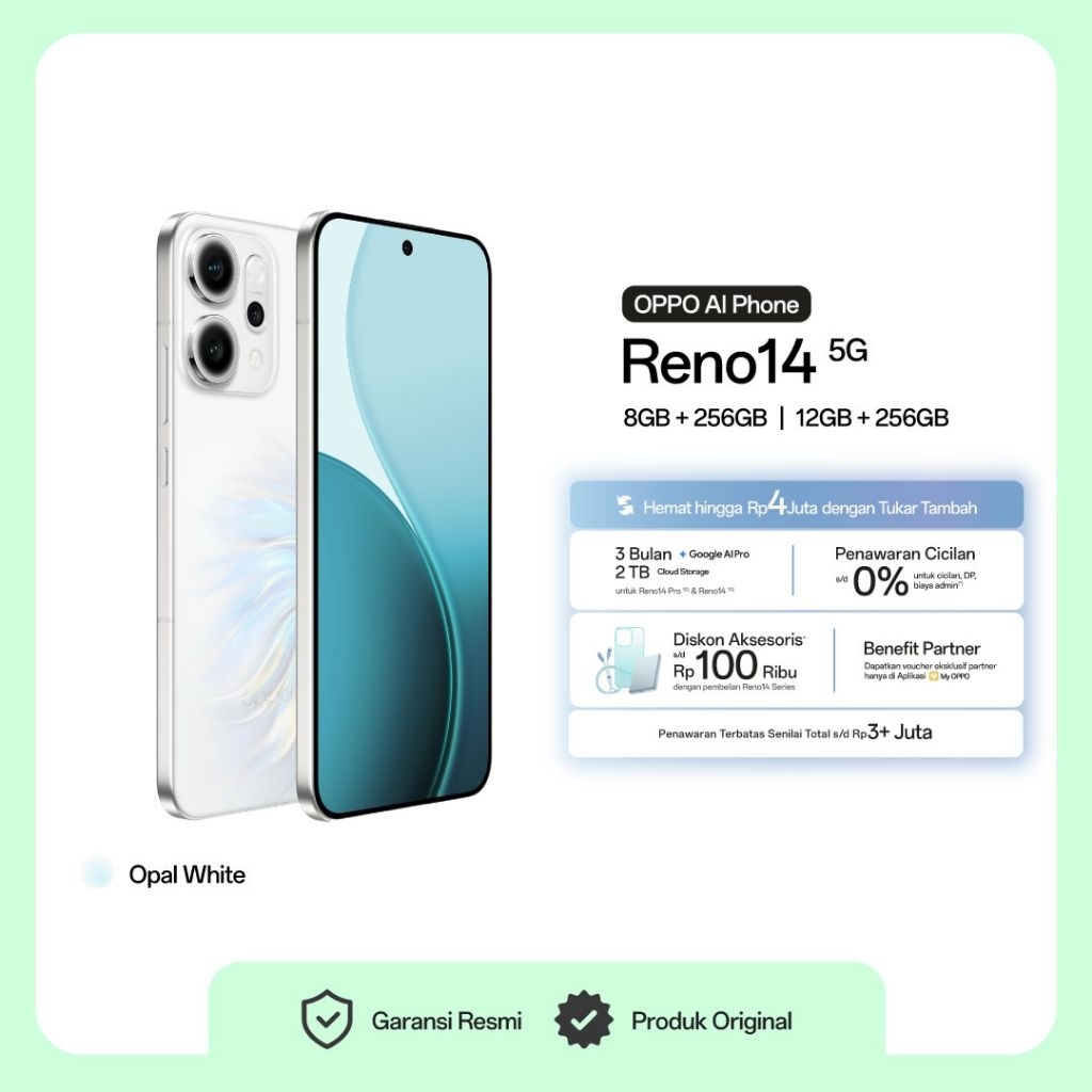 Jual Oppo Reno 14 5G Ram 8/256 Gb Garansi Resmi Oppo Opal White ...