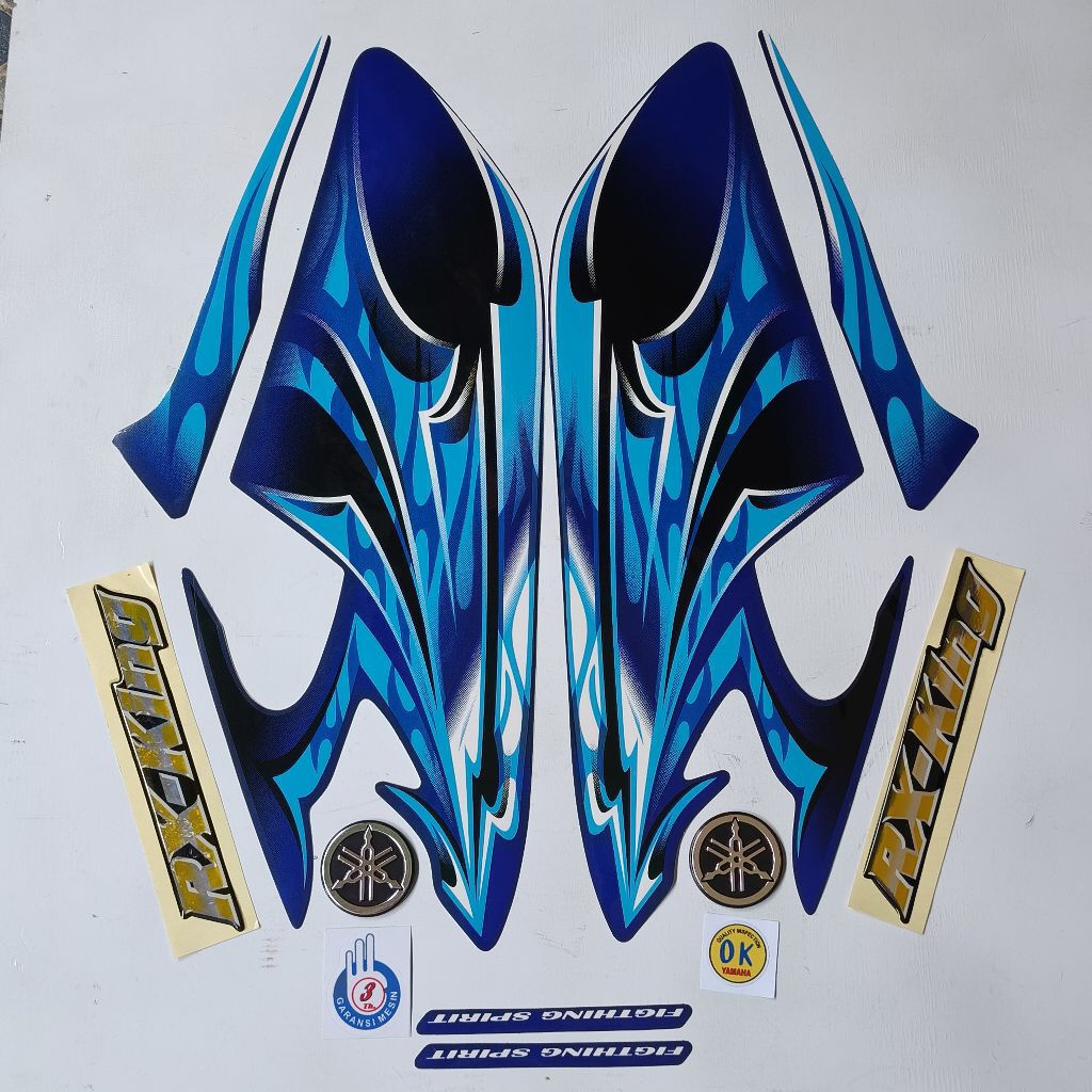 Jual striping rx king 2006 biru satu set emblem rx king atom timbul ...