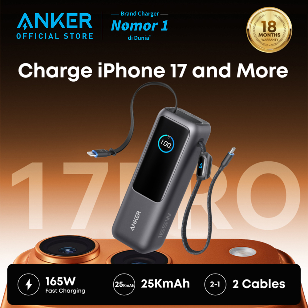Anker Laptop Power Bank Smart Digital Display Touch Triple 100W  USB-C ports 165W GaN Fast Charging PPS PD UFCS Built-in and Retractable 