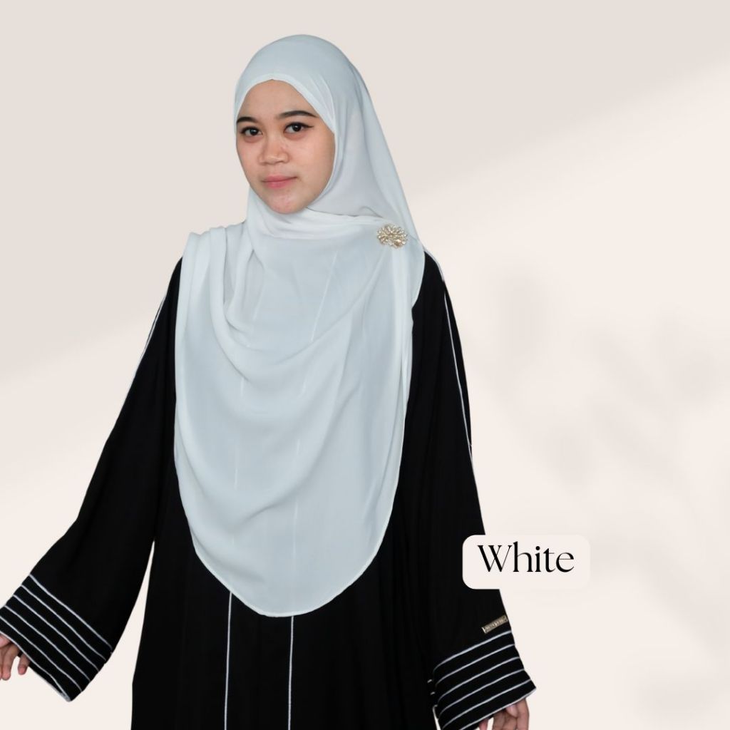 Laiba Khimar Bergo Instan Oval SYARI Non Pad Tali Belakang Bahan Maheen ANTI UV By Levezein
