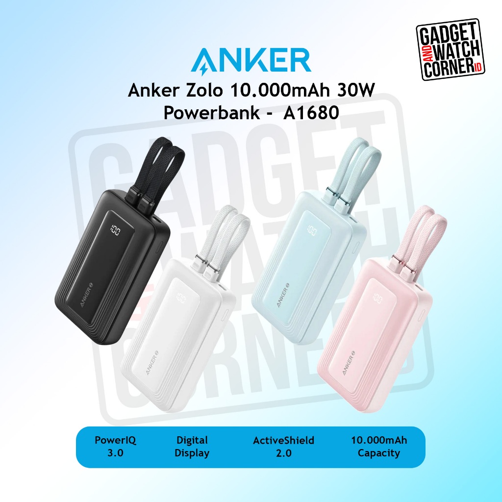 Anker Zolo Power Bank 10,000mAh 30W Portable Charger with 2 Built-in