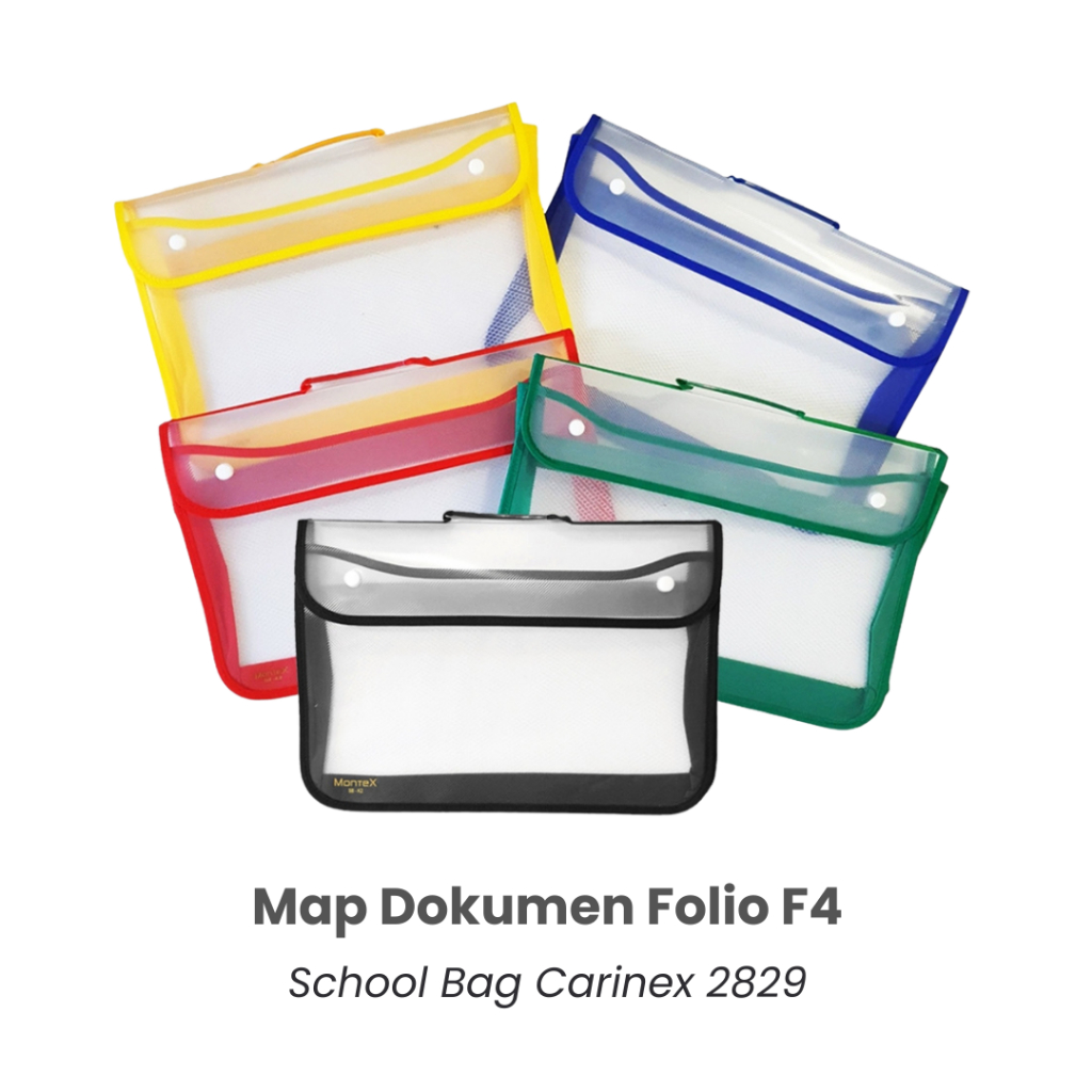 Jual CARINEX Map Document Folio - School Bag F4 / Tas Plastik Kancing ...