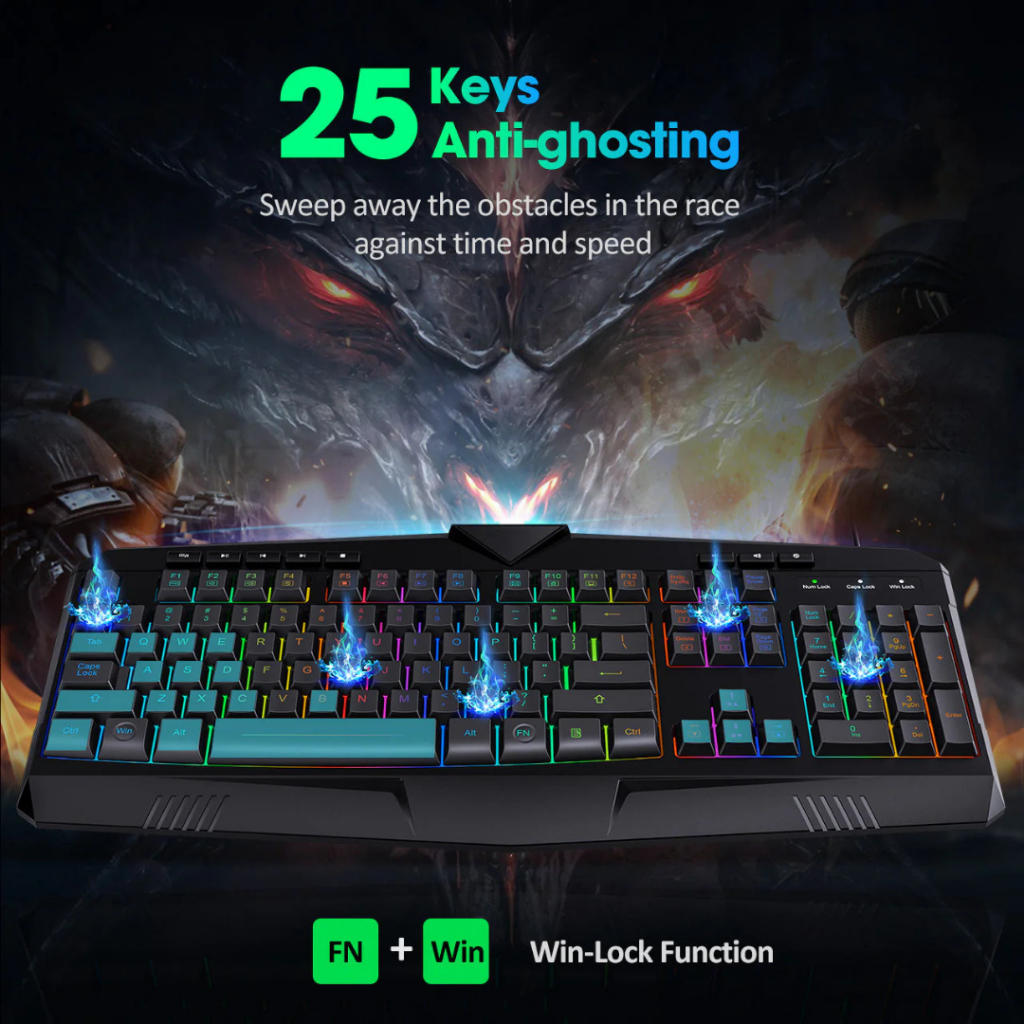 Jual Victsing Keyboard Gaming Backlit Full Key Membrane Keyboard with ...