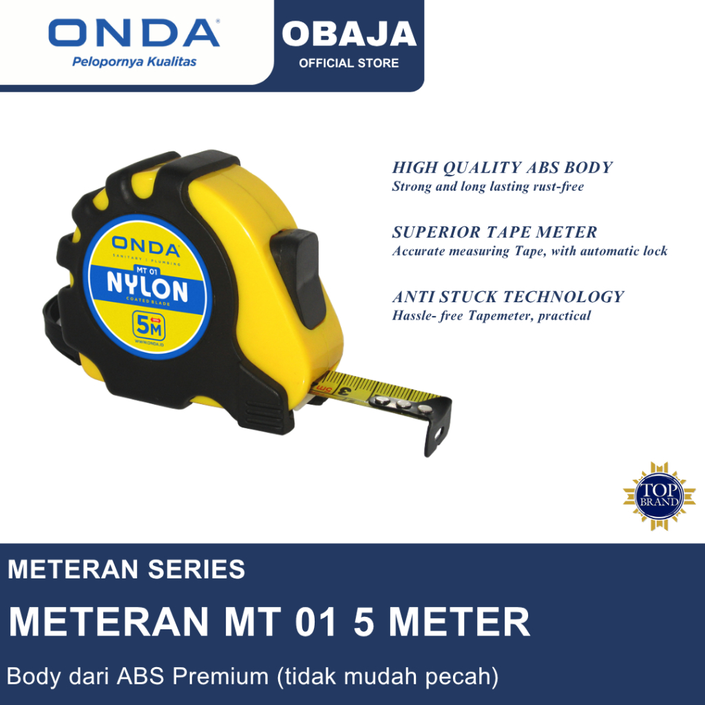 Jual Onda Meteran MT 01 5 Meter / Meteran 5 Meter MT 01 Onda ...