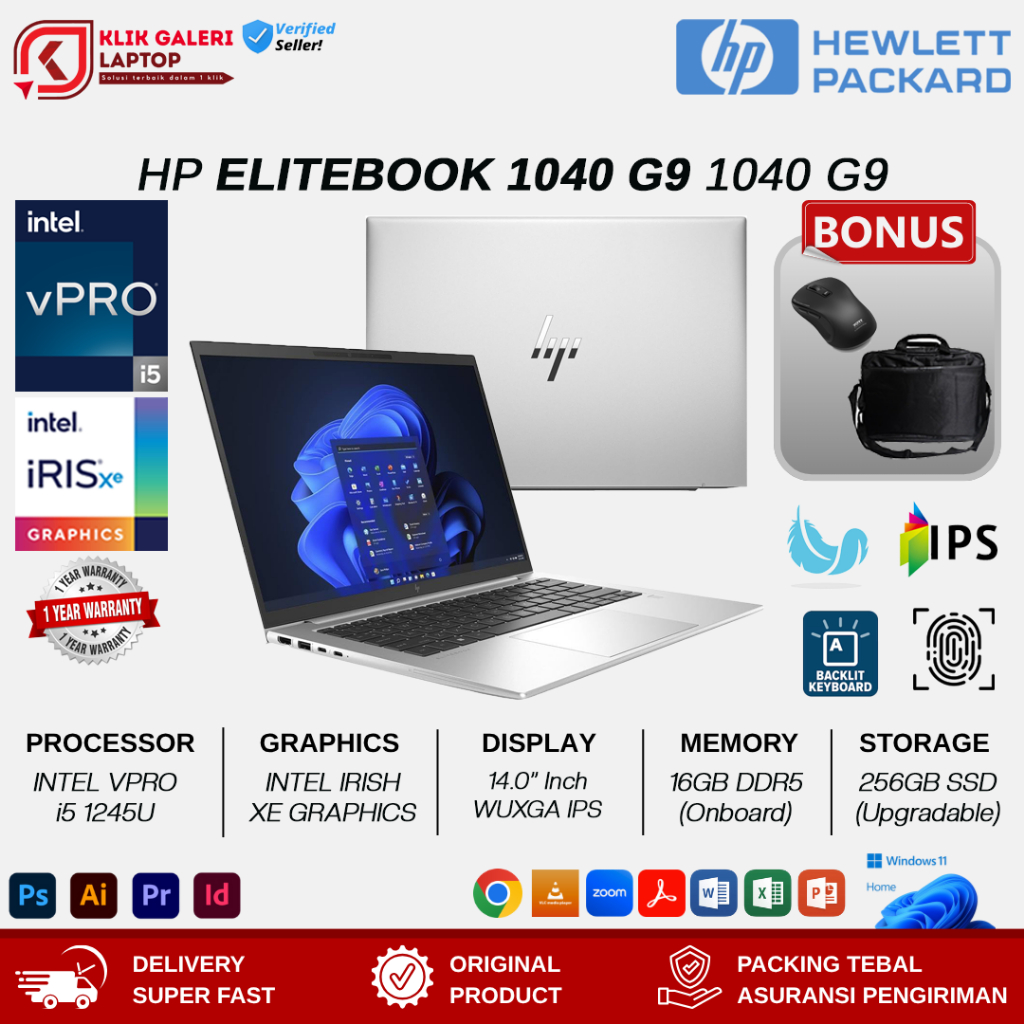 Jual Laptop HP Elitebook 1040 G9 Intel VPro i5 1245U 16GB DDR5 1TB SSD ...