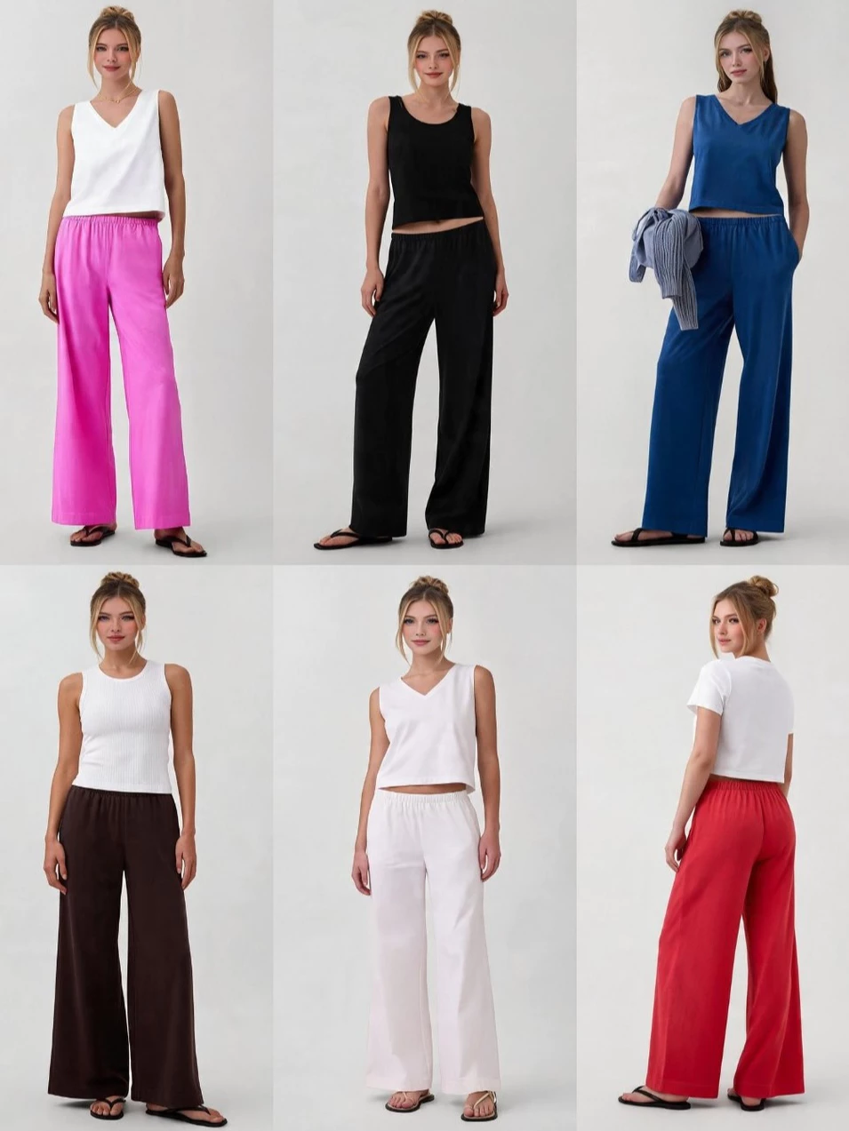 Celana Kulot Wanita Bahan Katun GP Knit Wide-Leg Pull-On Pants - 2727
