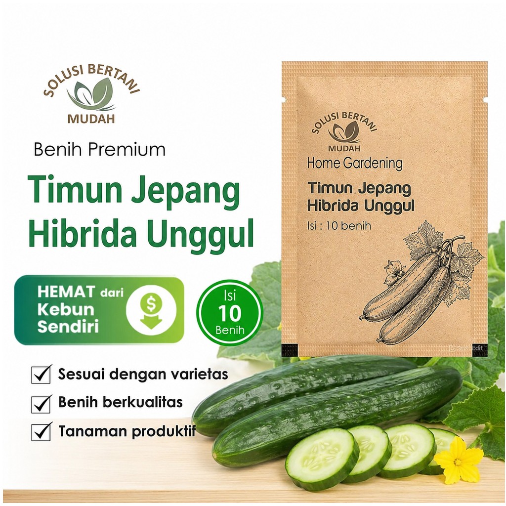 Benih Timun Jepang F1 Hibrida | Bibit Sayuran Premium Cocok untuk Hidroponik & Polybag
