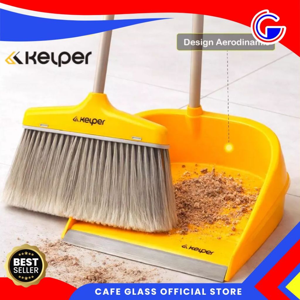 Broom & Dustpun-Kelper Satu Set-Sapu Premium Halus-Sapu Lantai Anti Rontok