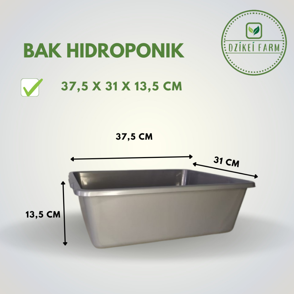 Bak Hidroponik Segi Untuk Wick Sistem Ukuran 37,5 x 31 x 13,5 cm bisa untuk Bak Pasir Kucing