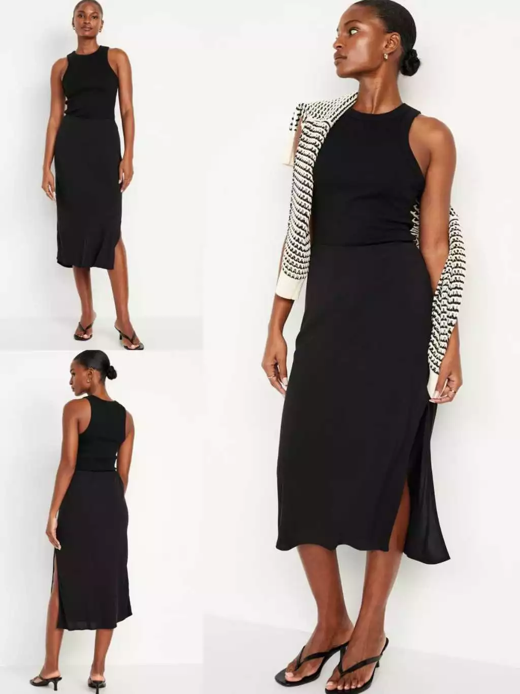 Rok Midi Wanita OLN High-Waisted Midi Slip Skirt - 2752