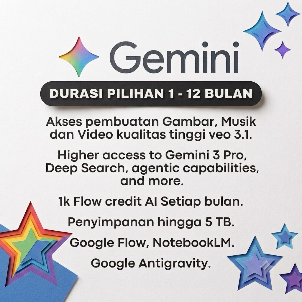 GEMINI AI PRO PRIVAT 1-18 BULAN BERGARANSI PROSES CEPAT DAN MUDAHn
