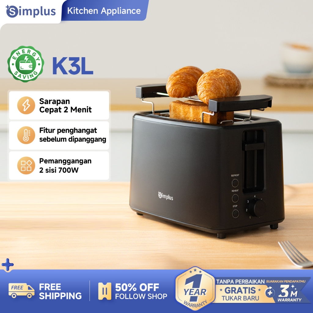 Jual Simplus Pemanggang Roti 7 Tingkat Suhu 3 Fungsi Penghangat Toaster ...