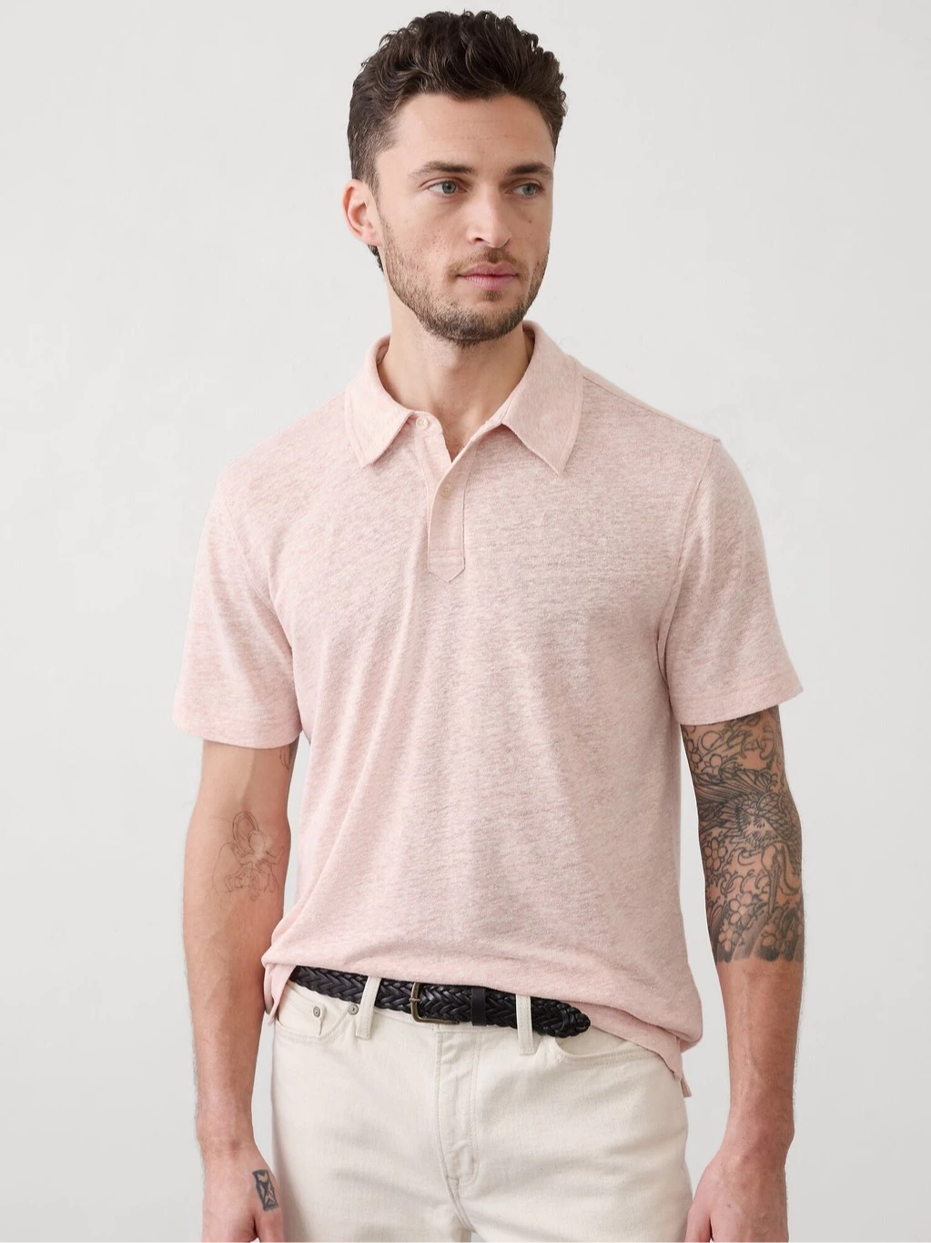 Kaos Kerah Pria Bahan Linen-Blend BR Slim-Fit Polo Shirt - 2831
