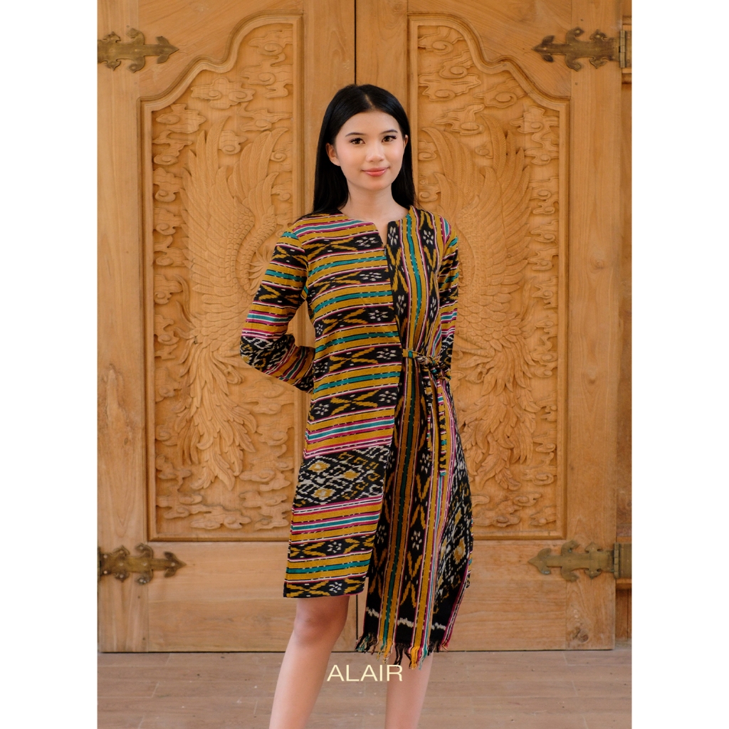 ALAIR | Widuri Dress Tenun Wanita - Kuning Geometris