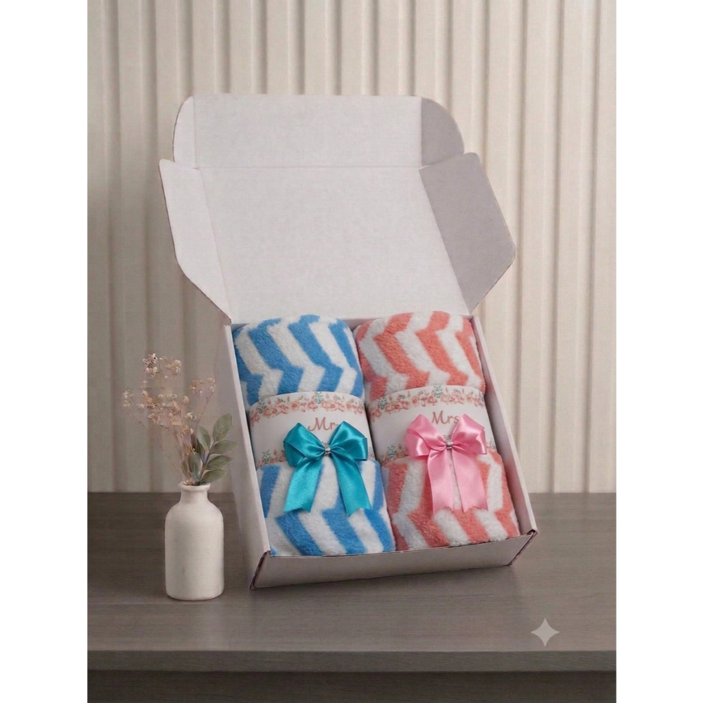 Hampers Wedding Handuk Dewasa 70x140 Couple Microfiber