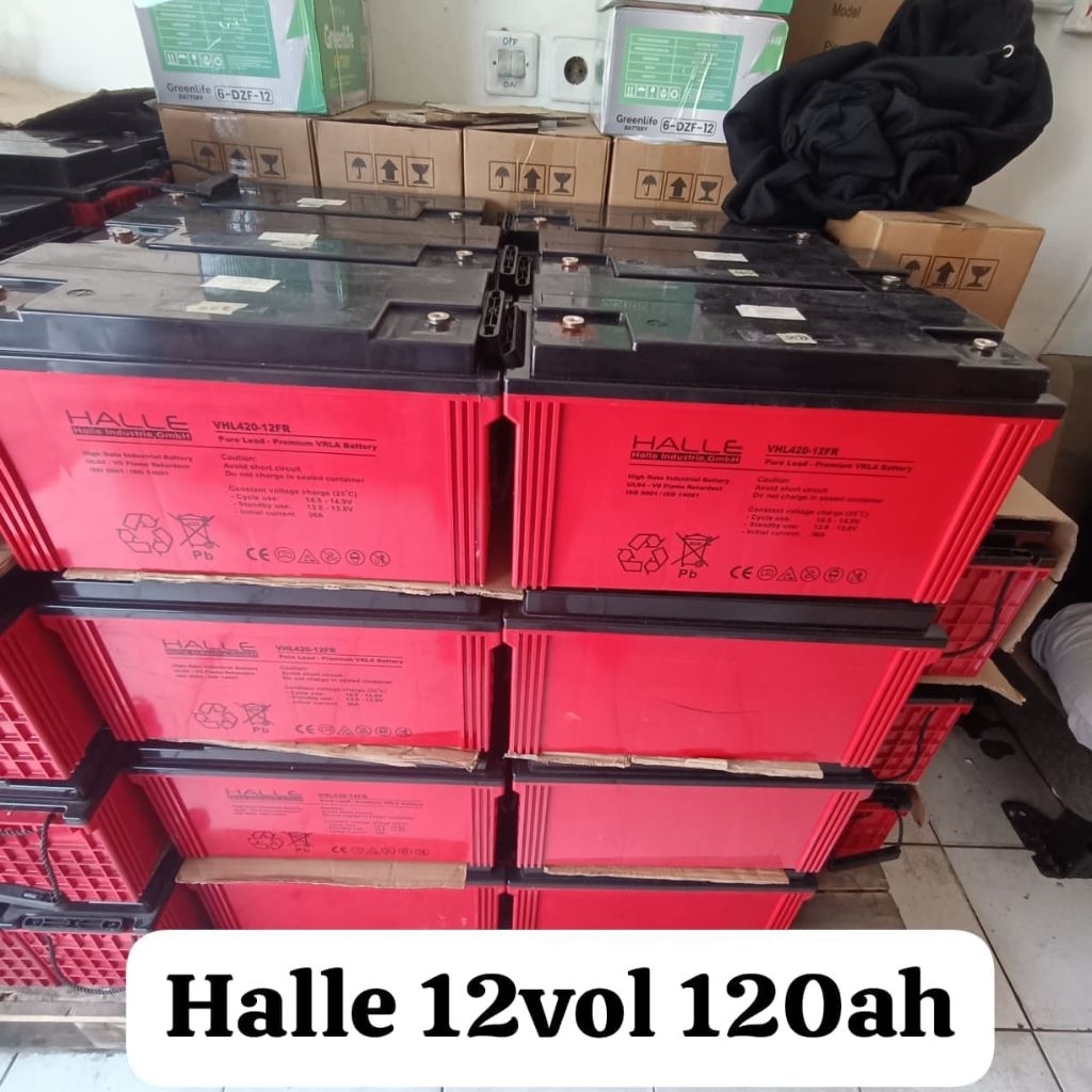 battery VRLA merek Halle 12v 120ah