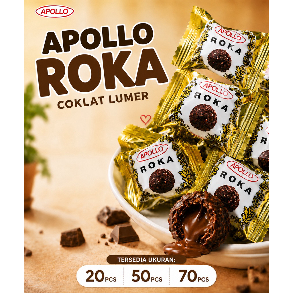 Jual Apollo Roka Wafer Ball Coklat Isi 20 / 50 / 70 pcs | SNACKMAMA ...