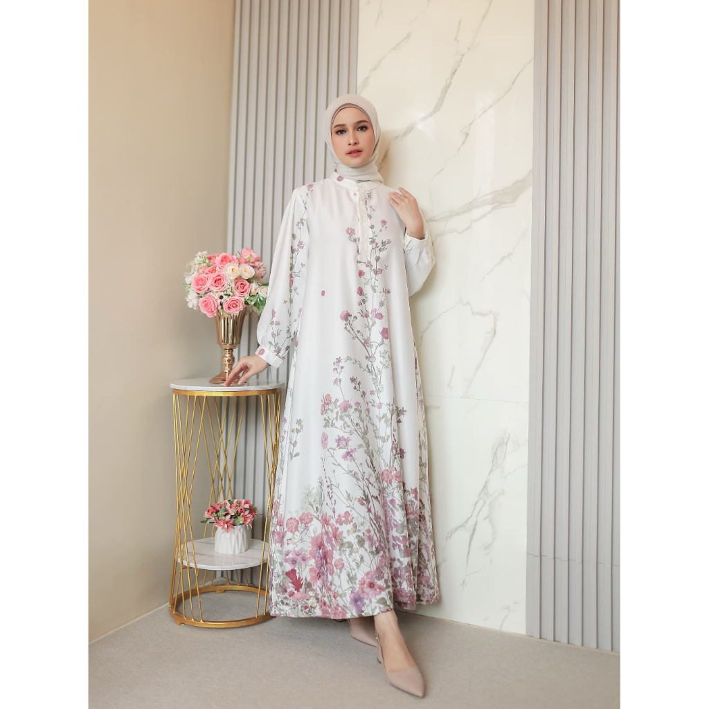 Merina Gallery [KAYLA PREMIUM DRESS] Dress Gamis Kayla Silky Luxury Motif Gamis Muslimah | Gamis Dress Silk Premium Motif Ukuran Jumbo M - XXL Terbaru