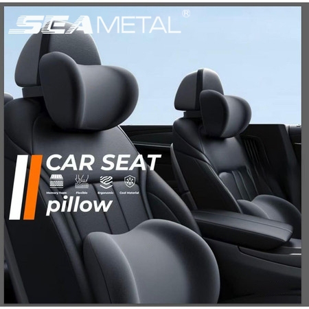 SEAMETAL Bantal Mobil Mewah Sandaran Leher Punggung Big Memory Foam Kulit Premium Bantal Berkualitas Bantal Leher Mobil Sandaran Kepala Kursi Mobil Penumpang