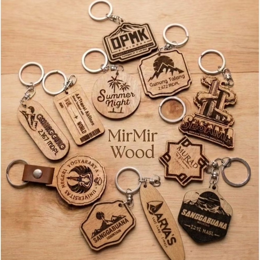 Gantungan Kunci key chain logo Custom untuk produk/wisata/instansi/usaha/souvenir Kayu Plywood Birch