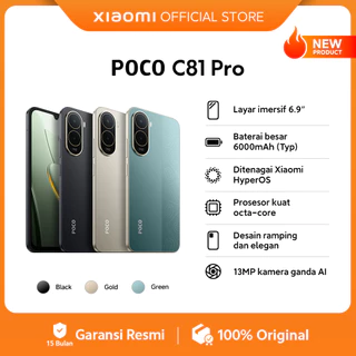 POCO C81 Pro (4GB/128G) (4GB/64GB) | Layar imersif 6.9" | Baterai besar 6000mAh (Typ) | Ditenagai Xiaomi HyperOS | Prosesor kuat octa-core | Desain ramping dan elegan | 13MP kamera ganda AI | HP 1 Jutaan [Xiaomi Official Store]
