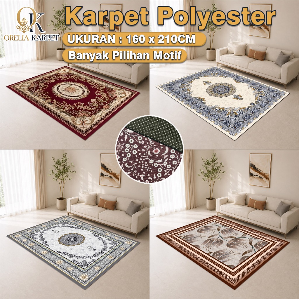 (FREE KESET) Karpet Turki UK 160x210CM Polyester Anti Slip PREMIUM / Karpet Permadani Ruang Tamu