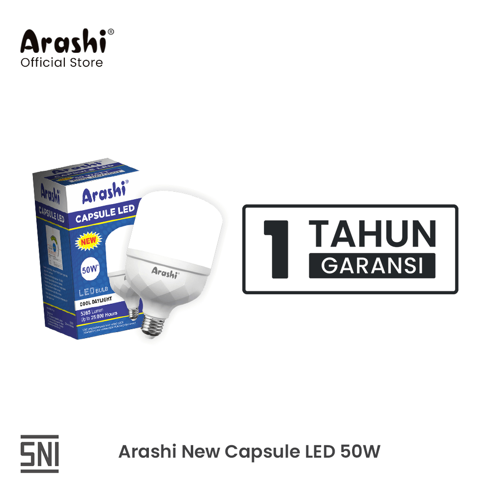 Arashi Lampu Bohlam LED New Capsule 50W Cahaya Putih