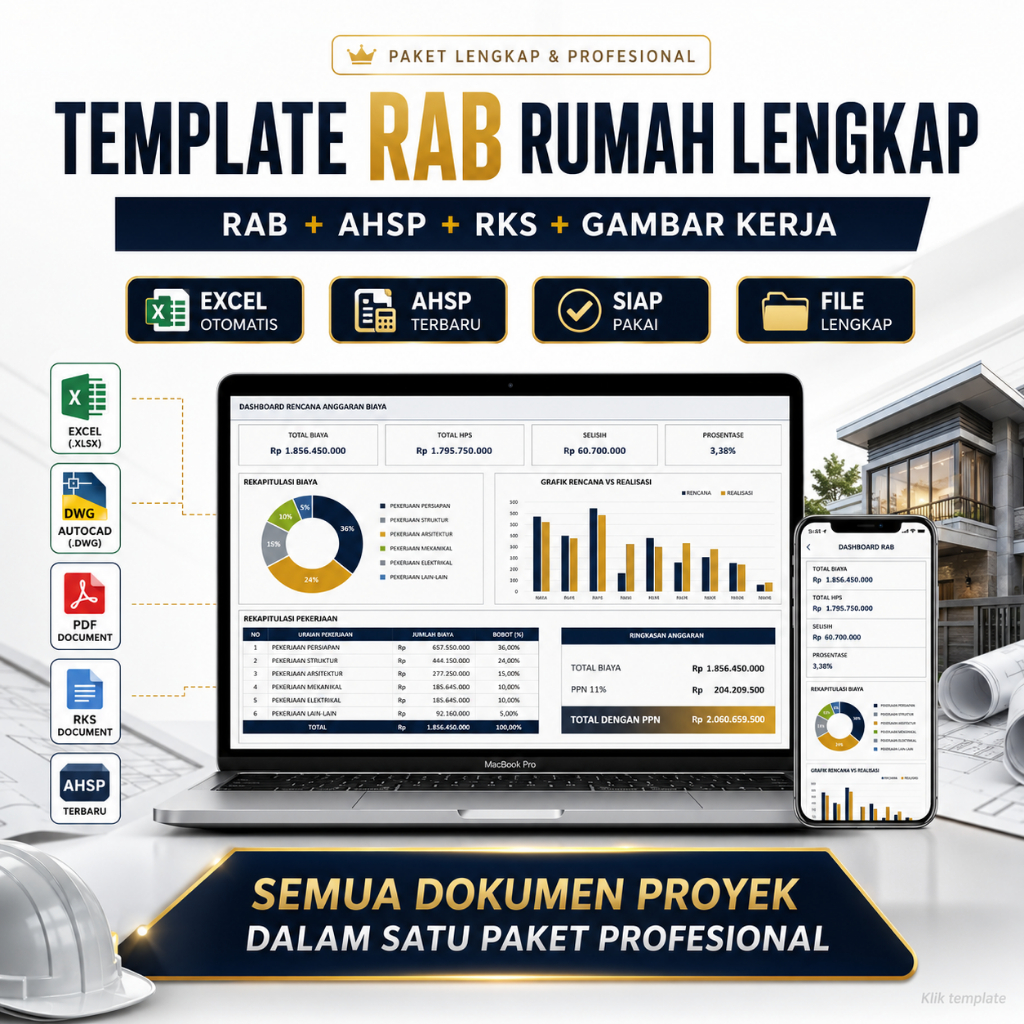 Jual Template RAB Rumah Lengkap Excel + RKS + AHSP + Gambar Kerja ...