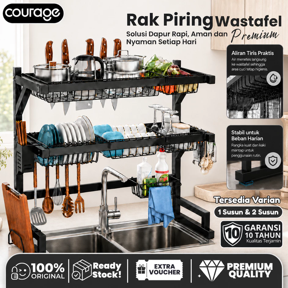 Courage Rak Piring 2 Susun Stainless Anti-Slip