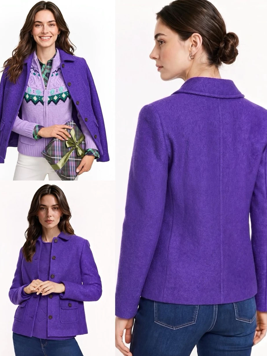 Jaket Wanita Bahan Wool TLB Women's Wool-Blend Jacket - 2929