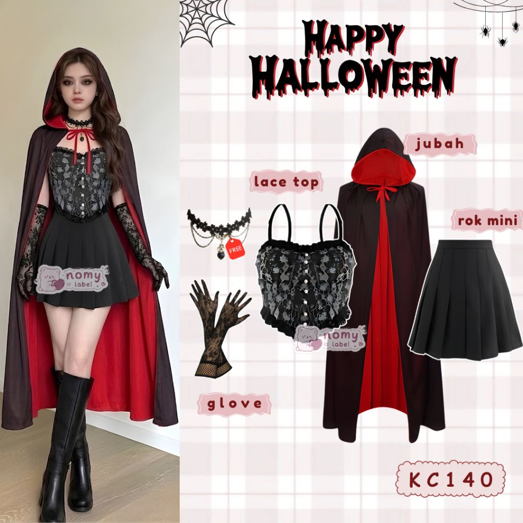 Jual Nomy Label - Setelan Outfit Halloween Dark (Top Lace + Jubah ...