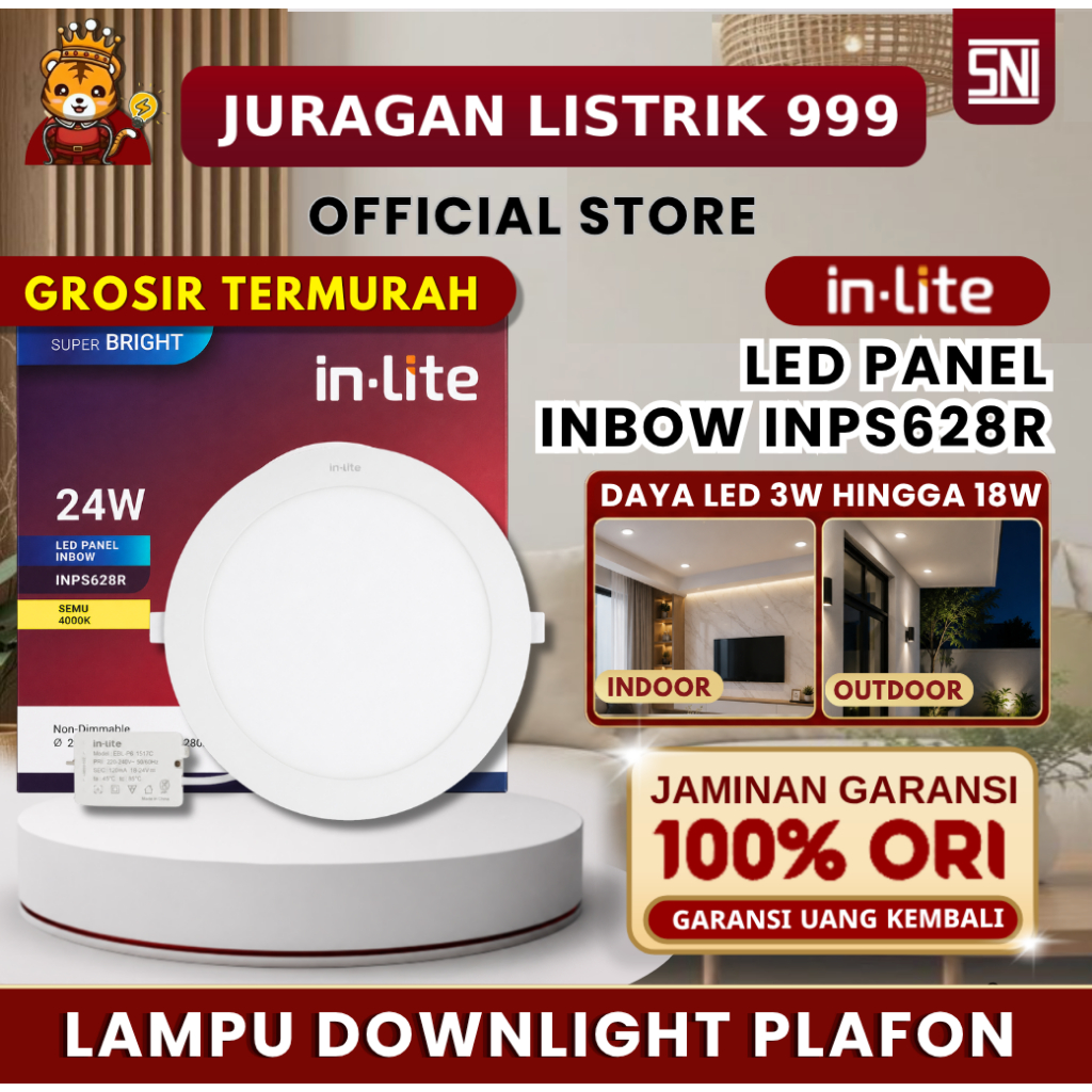 Jual InLite LED Lampu Downlight Panel Inbow INPS628R - 3-18 Watt SNI ...