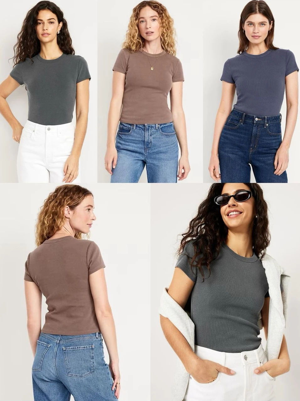 Kaos Lengan Pendek Wanita Bahan Rib OLN Snug Crop T-Shirt - 2376