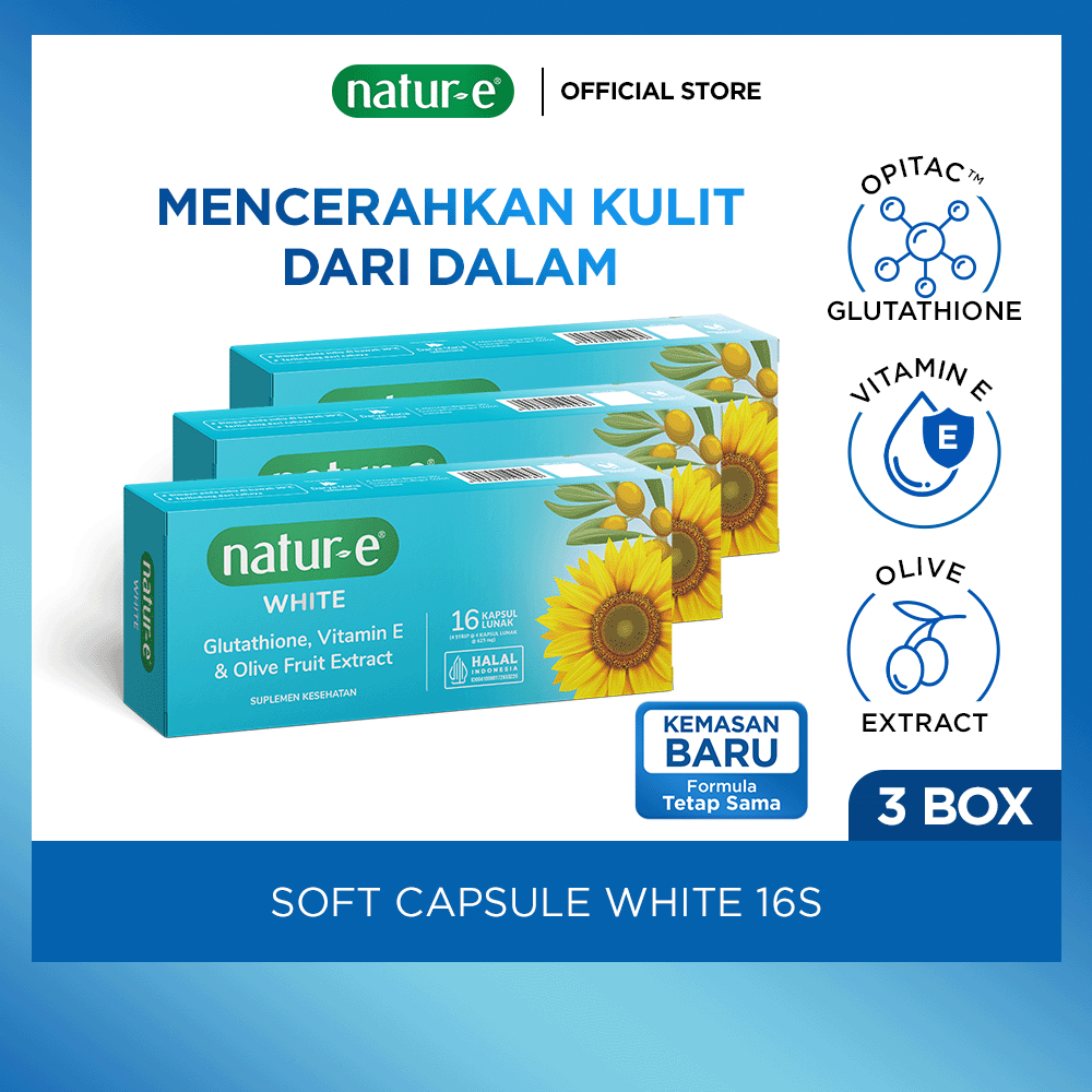 Jual Natur-E Triple Pack Soft Capsule - White 16s x 3pcs - Suplemen Kecantikan Dengan Vitamin E & Glutathione - Membantu Menjaga Kesehatan Kulit dari Dalam