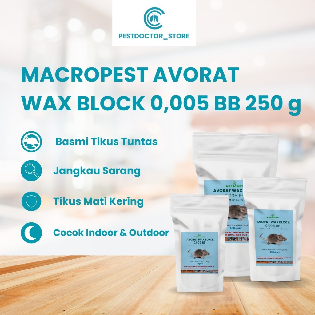 Macropest Avorat Wax Block 0.005 BB 250gr - Umpan Racun Tikus Mati Kering