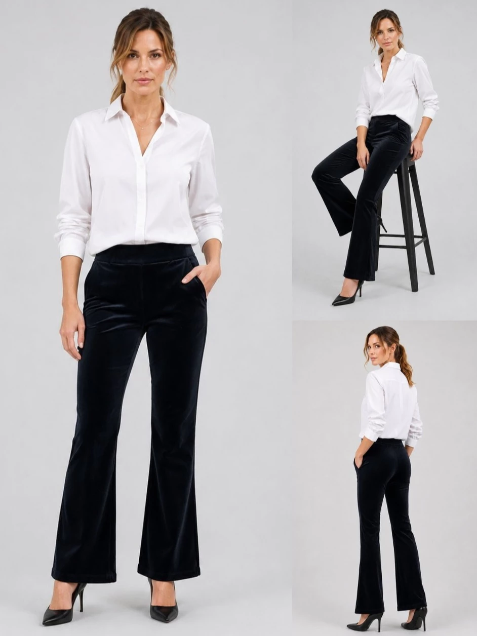Celana Panjang Wanita Formal Casual INC Velvet Flare Pull-On Pants - 3144