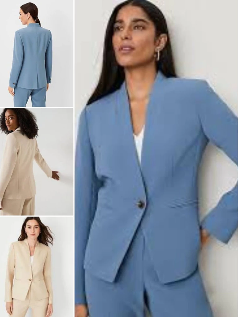Blazer Formal Wanita Kantoran AT Collarless One Button Blazer - 3160