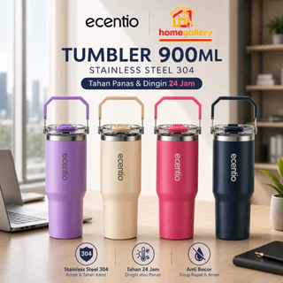 [FREE GIFT] ecentio tumbler aesthetic Stainless 304 900ML Sedotan Vacuum premium quality, Tumbler Tahan Panas Dingin 24 Jam Termos Air Panas, tambler botol minum, Kopi Cup BPA Free Untuk Pria & Wanita Cocok Kado Pernikahan