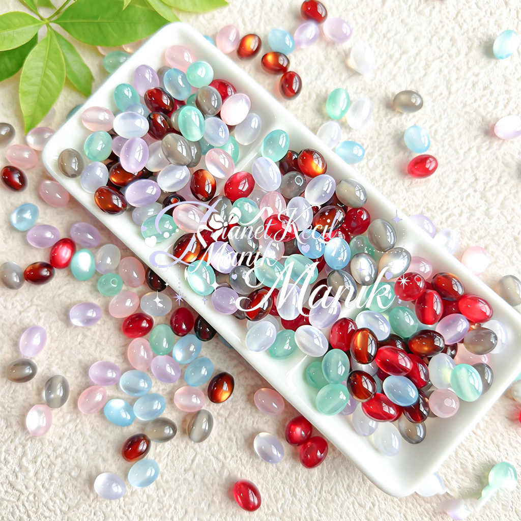 Jual 20PCS-Bahan /Beads/DIY/Manik-Manik/Cat's Eye Resin Oval Shape ...