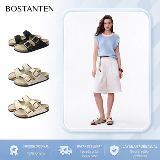 BOSTANTEN Ark Classic 2.0 Flat Sandal Wanita Sepatu Casual Birken Slide Dua Buckle Umroh Haji Empuk Nyaman Anti Slip