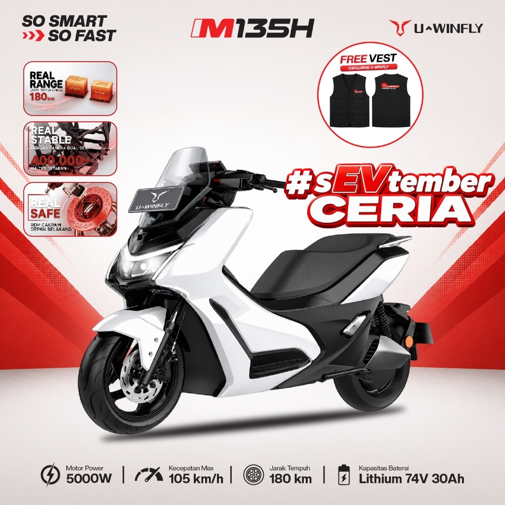 Jual Uwinfly M135H Motor Listrik 5000 Watt Range 180KM Dual Baterai Lithium 74V 30Ah | Shopee Indonesia