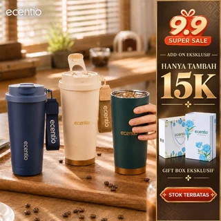 [Tumbler Kopi Series] ecentio Tumbler Stainless 316 Portable Thermos Botol Minum 530ml Besar Dengan Tas Tahan Panas Dingin 24 Jam Aesthetic Lucu Termos Air Panas Kopi Dengan Sedotan Cocok Untuk Sekolah Anak Laki-Laki