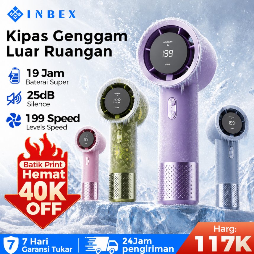 INBEX IF01 Macaron Kipas Angin Mini Portable Cooler HP 17000RPM LED display 199 tingkat kecepatan angin kuat Travel/outdoor/commuting
