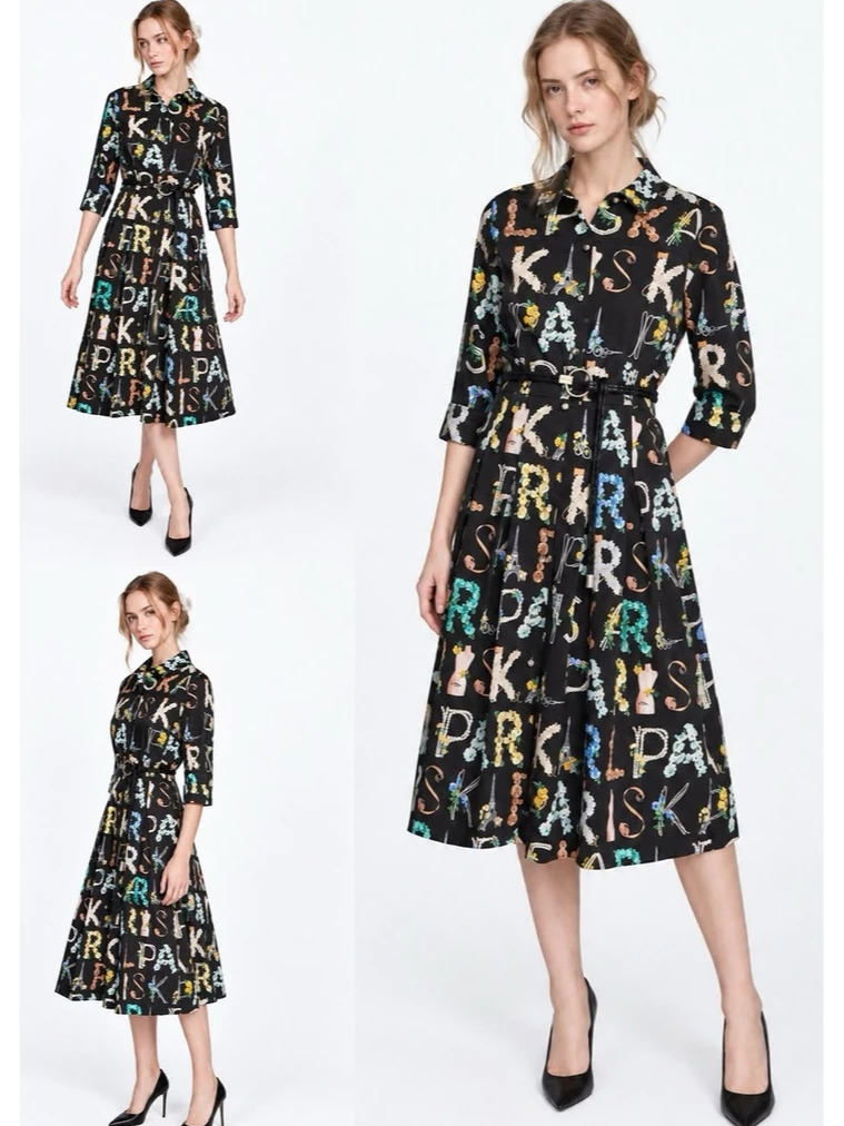 Dress Midi Wanita KL Women's Casual Midi Dress - 3298