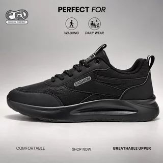 FED Sepatu Running Yokohama Black Grey Kasual Pria Wanita Shoes Sneakers Terbaru Casual Hitam